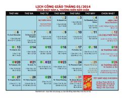 Lịch phụng vụ tháng 7/2014